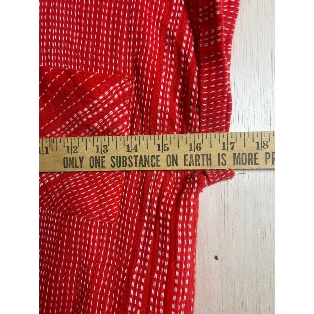 Harper Heritage Tie Front Shirt Womens Small Red Excellent Dash Stripe Boho Top - Picture 6 of 11